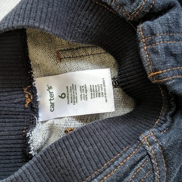 carter's comfy outfit set thermal shirt & knit denim joggers 6 months baby boy - Picture 5 of 10